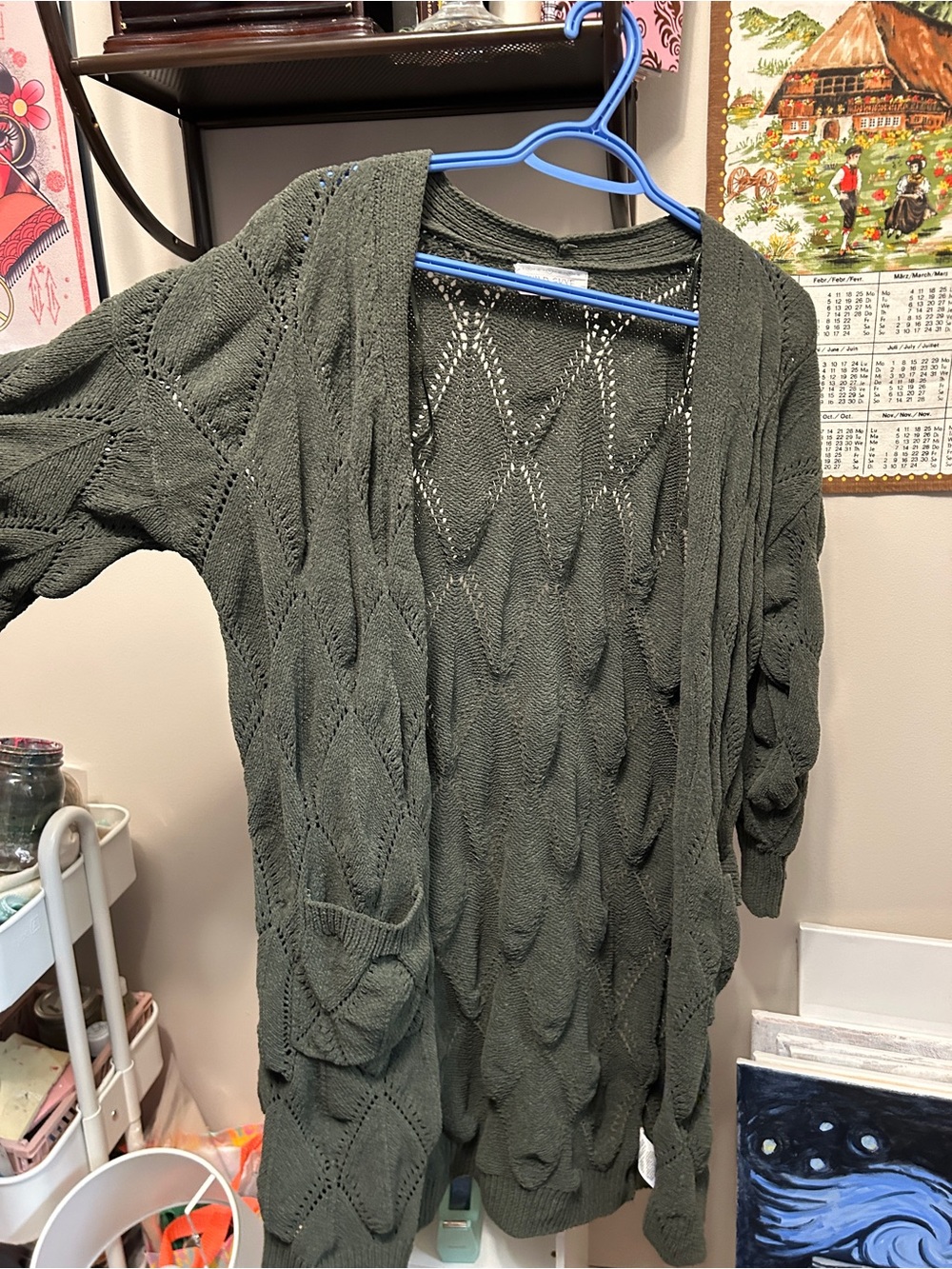 Green knit cardigan